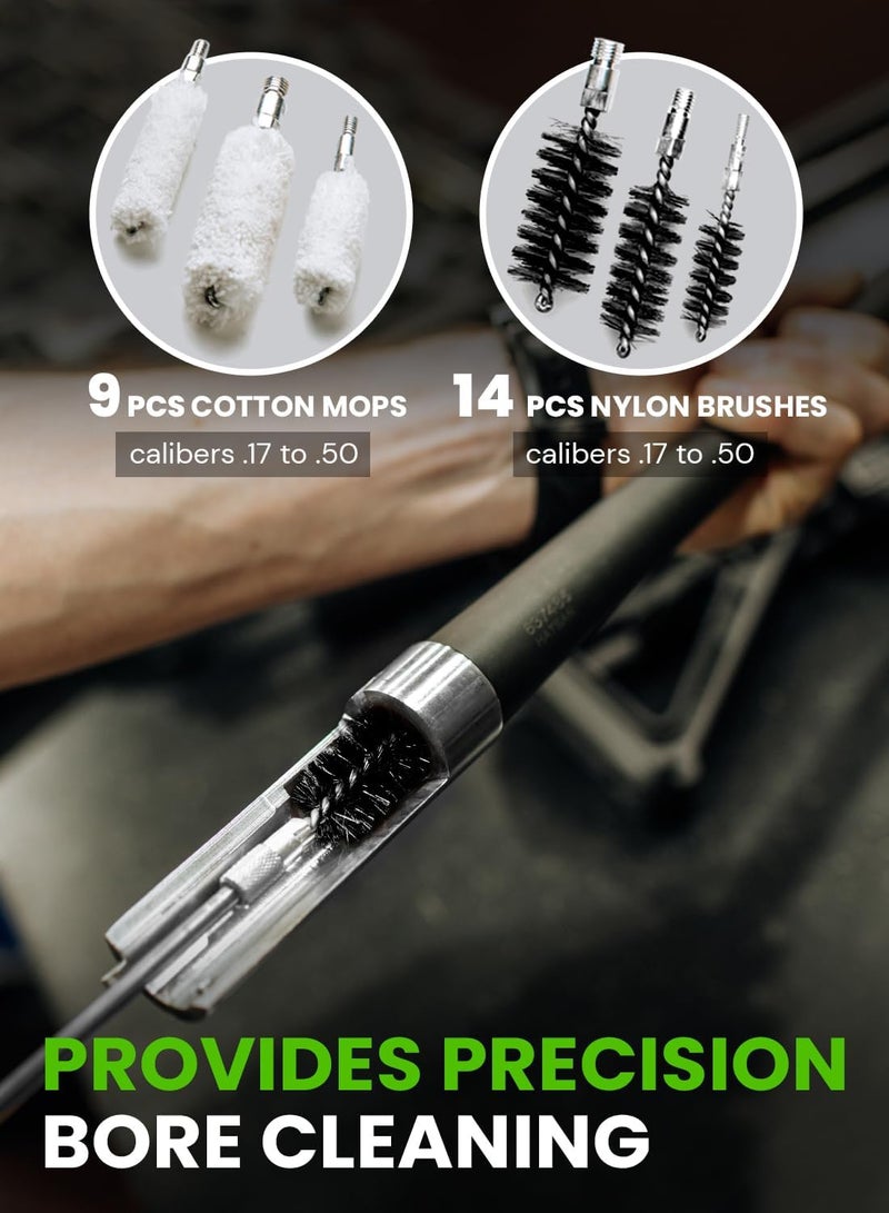 REPSUPPLEMENTS Universal Gun Cleaning Kit for All Guns - Portable Gun Cleaning Kits for Handguns and Rifles, Shotgun, Airsoft - Incl. Stainless Steel Rods, Brass Jags, Gun Cleaning Patches, Cleaning Swabs - Image 4